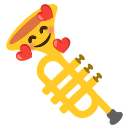 smiling face with hearts and trumpet