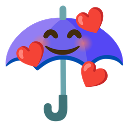 smiling face with hearts and umbrella