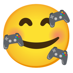smiling face with hearts and video game