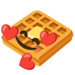 smiling face with hearts and waffle