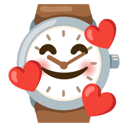 smiling face with hearts and watch