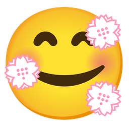 smiling face with hearts and white flower