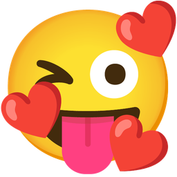 Smiling face with hearts and Winking face with tongue