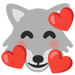 smiling face with hearts and wolf