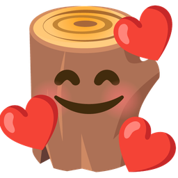smiling face with hearts and wood