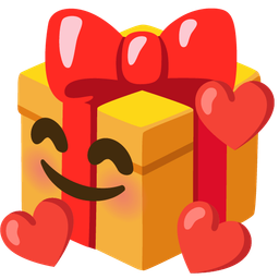 smiling face with hearts and wrapped gift