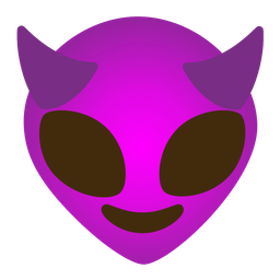 smiling face with horns and alien