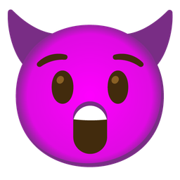 smiling face with horns and astonished face