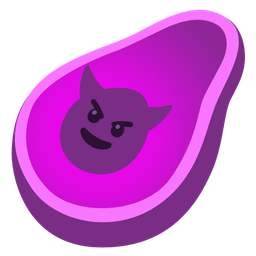 smiling face with horns and avocado