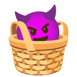 smiling face with horns and basket