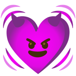 smiling face with horns and beating heart