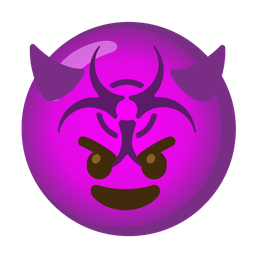 smiling face with horns and biohazard