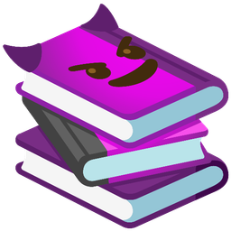 smiling face with horns and books