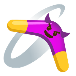 smiling face with horns and boomerang