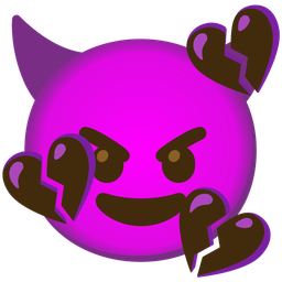 smiling face with horns and broken heart