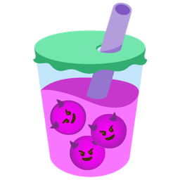 smiling face with horns and bubble tea