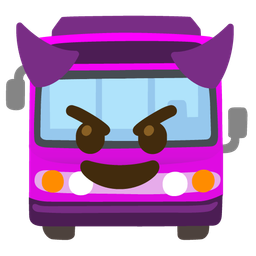smiling face with horns and bus