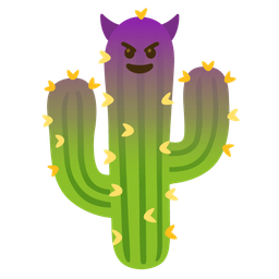 smiling face with horns and cactus