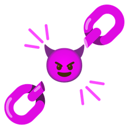 smiling face with horns and chains
