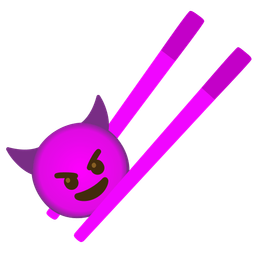 smiling face with horns and chopsticks