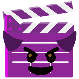smiling face with horns and clapper board