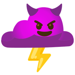 smiling face with horns and cloud with lightning