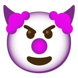 smiling face with horns and clown face