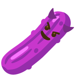 smiling face with horns and cucumber