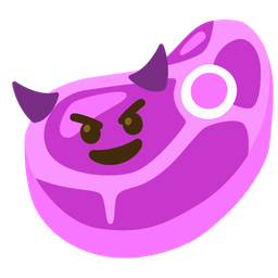 smiling face with horns and cut of meat