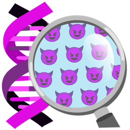 smiling face with horns and dna