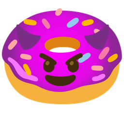 smiling face with horns and doughnut