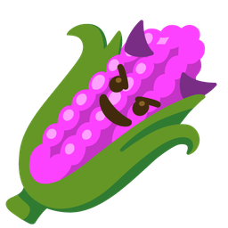 smiling face with horns and ear of corn