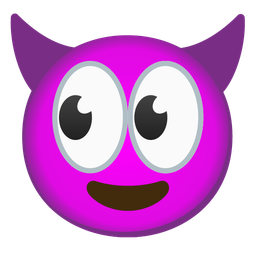 smiling face with horns and eyes