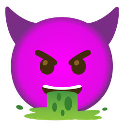 smiling face with horns and face vomiting
