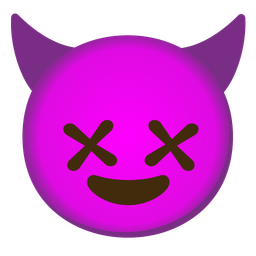 smiling face with horns and face with crossed-out eyes