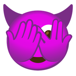 smiling face with horns and face with peeking eye