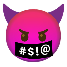 smiling face with horns and face with symbols on mouth