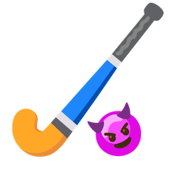 smiling face with horns and field hockey