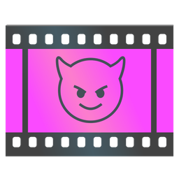 smiling face with horns and film frames