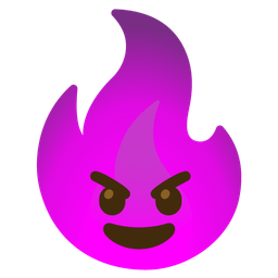 smiling face with horns and fire