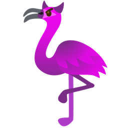 smiling face with horns and flamingo
