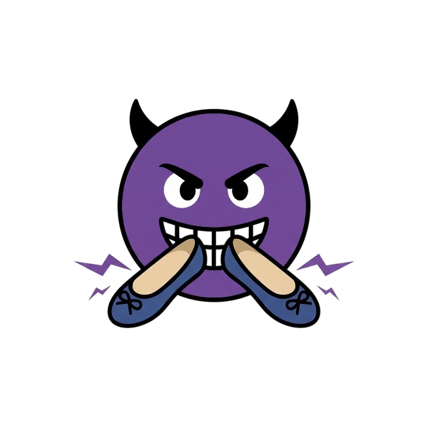 Smiling face with horns and Flat shoe