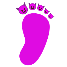 smiling face with horns and footprints