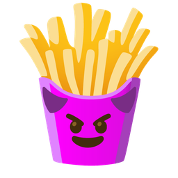 smiling face with horns and french fries