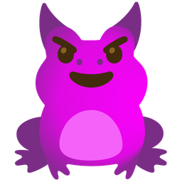 smiling face with horns and frog