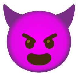 smiling face with horns and frowning face with open mouth