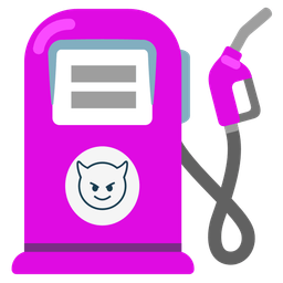 smiling face with horns and fuel pump