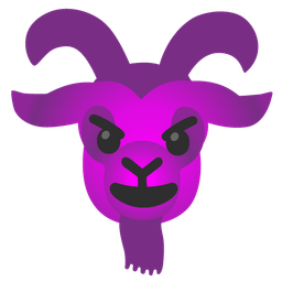 smiling face with horns and goat