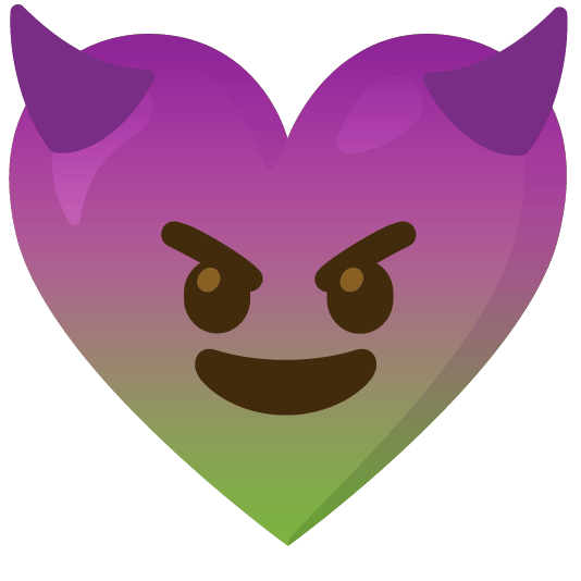 Smiling face with horns and Green heart