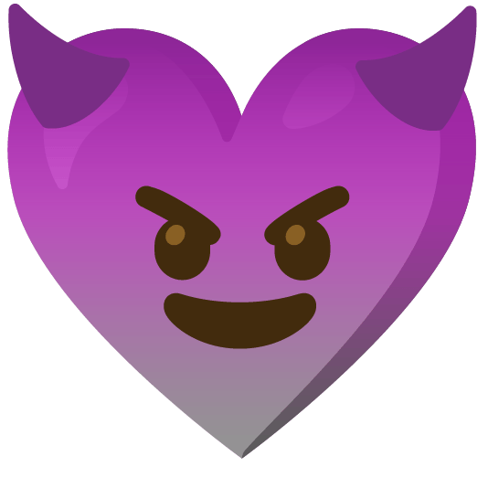Smiling face with horns and Grey heart